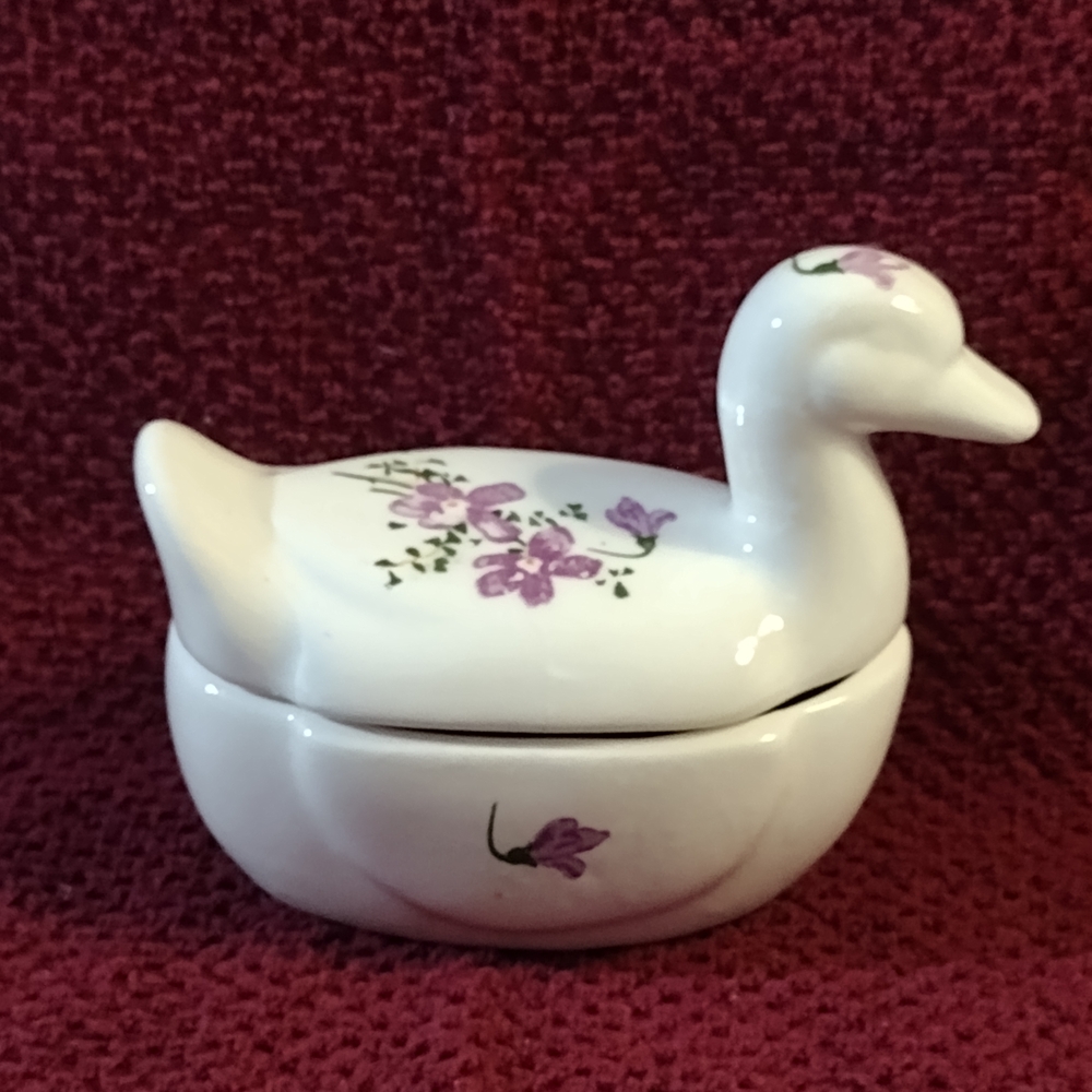 Floral Duck Ceramic Trinket Box